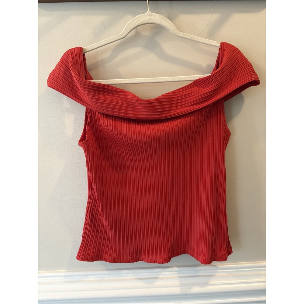 Madewell Ribbed Off-the-Shoulder Top Rouge Red XL NR359 Casual